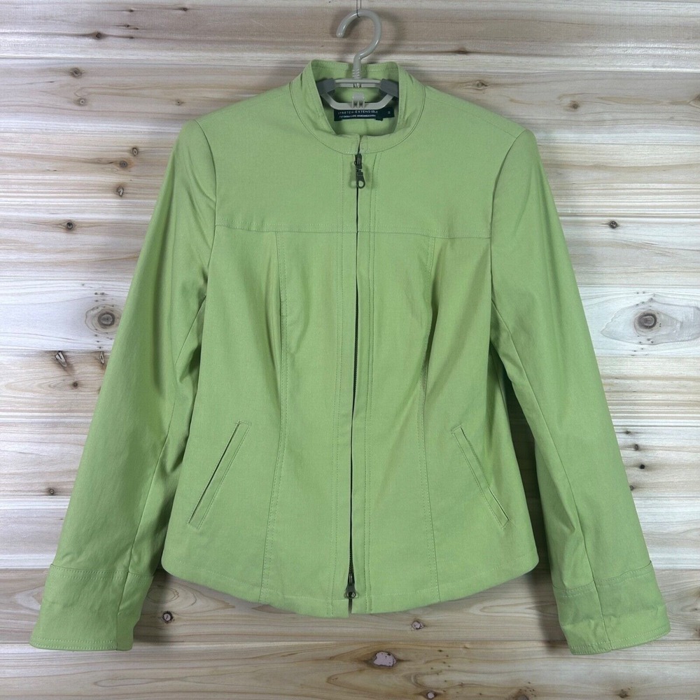 Tribal Blazer Womens 2 Wasabi Green Two-Way Zipper Short Jacket